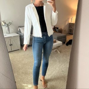 Jcrew White Blazer - Pom Poms - Size M - never worn!!
